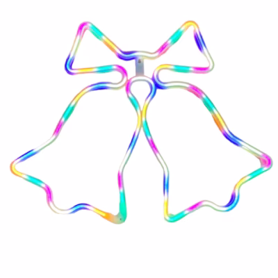 Decoratiune de Craciun Luminoasa in forma de 2 Clopotei, 2 fete, cu Furtun LED, 65x50 cm, Multicolor, Craciun - Decoratiuni - atMag.ro