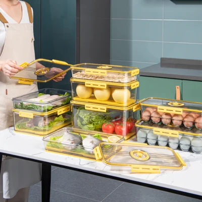 Cutie de depozitare, AT PERFORMANCE®, pentru frigider cu timer manual, transparenta si usor de curatat, premium, 15.3 X 22.5 X 32.5, culoare galben. - Bucatarie si Servire - atMag.ro