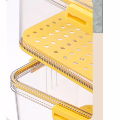 Cutie de depozitare, AT PERFORMANCE®, pentru frigider cu timer manual, transparenta si usor de curatat, premium, 15.3 X 22.5 X 32.5, culoare galben. - Bucatarie si Servire - atMag.ro