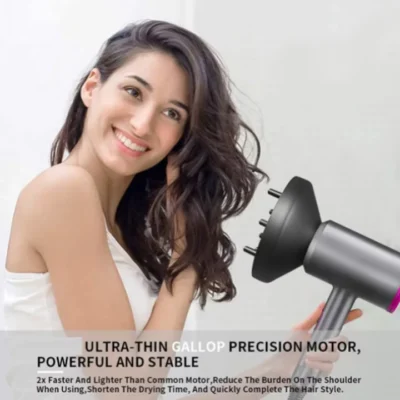 Uscator de par Original At Performance, cu Led, 2 trepte de Viteza, 2 Capete, Ioni Negativi, Aer rece/ cald, 1250 W, Gri/Fucsia - Aparate & Accesorii ingrijire personala - atMag.ro