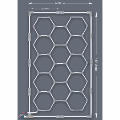 Aplica LED Hexagon HoneyComb, 14 Hexagoane, garaj atelier barbershop 4840x2430cm, 672W, 70000 lumeni, AT PERFORMANCE® - Auto - atMag.ro