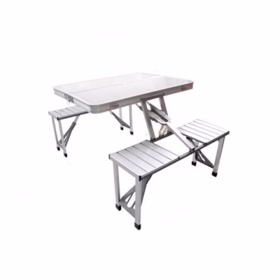 Masa de camping pliabila cu 4 scaune, Aluminiu, 85,5 x 10 x 33,5 cm, Argintiu - Accesorii camping si drumetii - atMag.ro