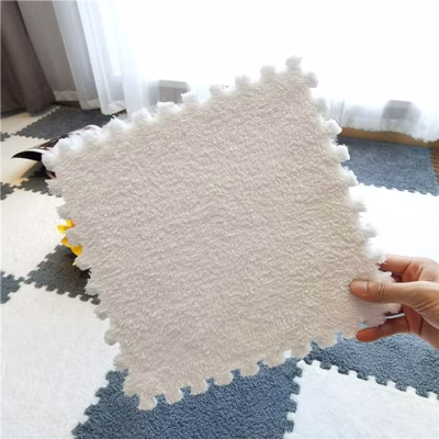 Set 12x Mocheta Pufoasa, AT PERFORMANCE®, Tip Covor Puzzle, cu Spuma 30×30 cm, alb. - Parchet si pardoseli - Placi autoadezive pardoseala - atMag.ro