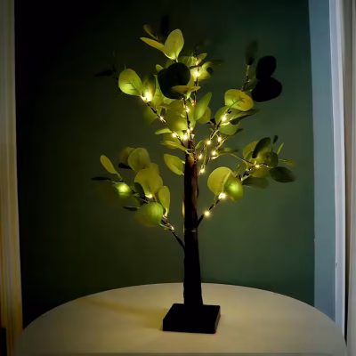 Pom decorativ luminat pentru craciun AT PERFORMANCE®, inaltime 55cm, leduri cu lumina calda, Eucalipt - Decoratiuni - atMag.ro