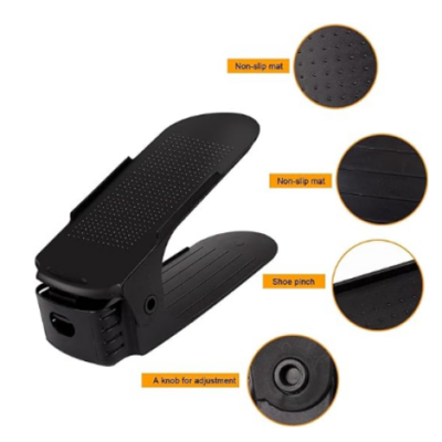 Set 6x organizator suport pantofi At Performance, Reglabil, dublarea spatiului depozitare, negru - Organizatoare imbracaminte si incaltaminte - atMag.ro