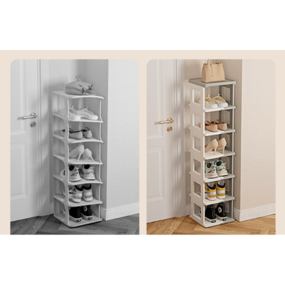 Raft universal, AT PERFORMANCE®, etajera cu 6 polite, pretabil incaltaminte, polipropilena, bej - Mobila Hol - atMag.ro