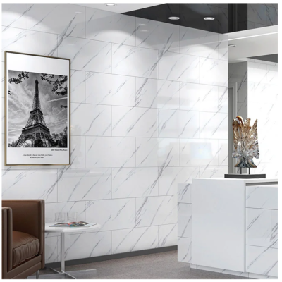 Placa de tapet x 10 lucios, At Performance, impermeabil, Autoadeziv, usor de curatat, 30x60 cm, Marmura alba - Placi decorative - atMag.ro