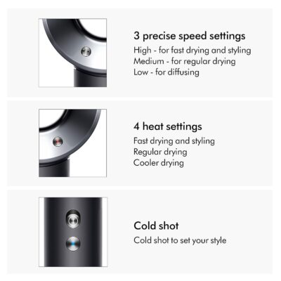 Uscator de par ultra puternic, At Performance, Ioni Negativi, Aer rece/ cald, 3 Trepte de viteza, 4 Trepte de temperatura, 5 Capete diferite, Gri - Aparate & Accesorii ingrijire personala - atMag.ro