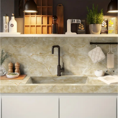 Set 50x Tapet Marmura, AT PERFORMANCE®, suprafata acoperire 9 mp, autoadeziv, waterproof, usor de montat, design modern, 30x60 cm, bej ichis - Tapet - atMag.ro