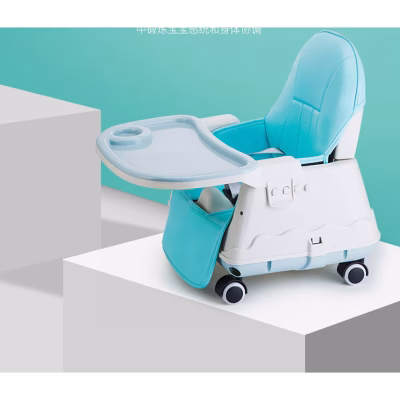 Scaun de masa Transformabil, At Performance, 6 in 1, pentru bebelusi si copii, cu roti, Albastru - Scaune de masa bebe - atMag.ro