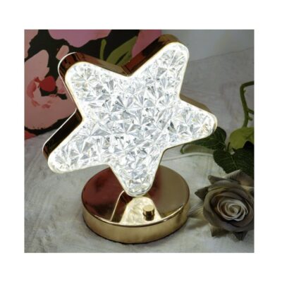 Lampa de masa decorativa, AT PERFORMANCE®, creativa in forma de stea aurie, in 3 culori, lampa de noptiera din metal acrilic alimentata prin USB pentru dormitorul copiilor - Iluminat si electrice - atMag.ro