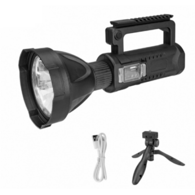 Lanterna Multifunctionala, w5120, Reincarcabila, Incarcare USB, LED, 4 Moduri De Iluminat, indicator baterie, Power Bank, Trepied, Negru - Lanterne - atMag.ro