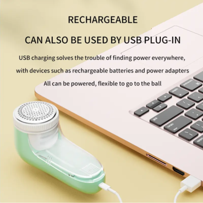 Aparat de curatat scame, AT PERFORMANCE®, 8800 rotatii/min, cutit cu 3 lame din inox, USB, Alb/Verde - Altele - atMag.ro