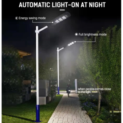 Lampa Solara LED stradala, AT PERFORMANCE, 150W, Corp Iluminat Exterior, Incarcare Solara, Panou Solar Incorporat, Senzor de Lumina si Telecomanda, Suport inclus - Lampi solare - atMag.ro