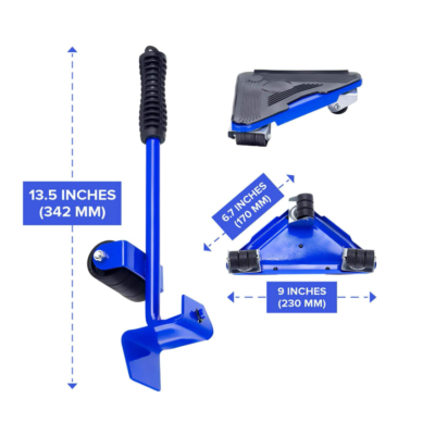 Kit complet pentru mutat si carat mobila, At Performance, reglare 360 grade, greutate maxima 200 kg, otel, albastru - Echipamente pentru transportat si ridicat - atMag.ro