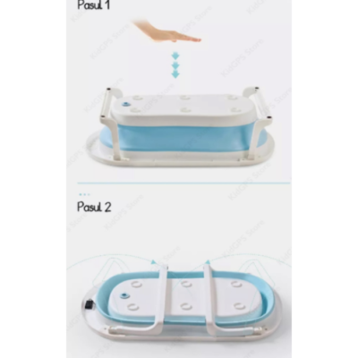 Cadita pliabila cu termometru incorporat si perna, Dimensiuni 83 x 50 x 20 cm, Material PP/TPE, Pliere rapida, Usor de utilizat, Picioare antiderapante, Varsta 0-3 ani, Structura Solida, Culoare Albastru - Igiena si ingrijire - atMag.ro