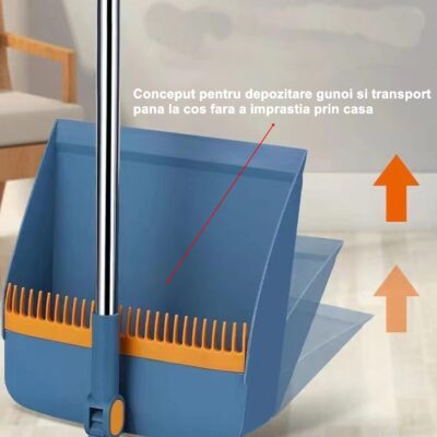 Set Matura si Faras cu Coada, AT PERFORMANCE®, cu Dinti de Pieptene pentru Curatare Matura, rotativ, pliabil, detasabil, Otel inoxidabil si Polipropilena, albastru - Maturi, mopuri si galeti - atMag.ro