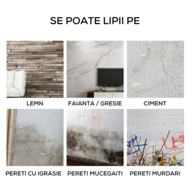 Set 10x Tapet 3D, autoadeziv/autocolant, At Performance, spuma moale, design modern, pentru interior, usor de curatat, rezistent la apa 68cmx2,8m, model Piatra Maro - Tapet - atMag.ro