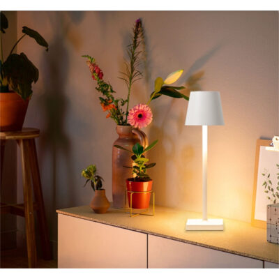 Lampa de masa, At Performance, led reincarcabila cu 3 temperaturi de culoare cald/rece/neutru, 38 cm x10 cm, culoare Alb - Veioze si lampi - atMag.ro