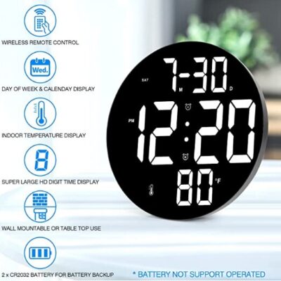 Ceas led, 3 culori afisaj, cu alarma, data/ luna, termometru, Cablu USB, Telecomanda, Memorare timp, suport birou si perete, 2 Alarme, Carcasa Negru - Ceasuri decorative - atMag.ro