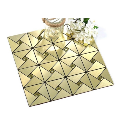 Set x5 Tapet Mozaic, At Performance, decor perete aluminiu si sticla 30*30cm culoare, auriu - Tapet - atMag.ro