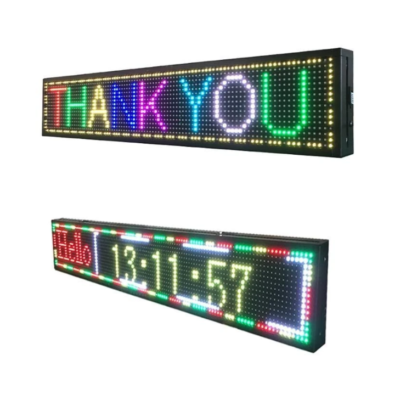 Reclama Luminoasa AT PERFORMANCE, Iluminare LED RGB, 400 x 40 cm, Text personalizat, Design modern, ABS, Montare usoara, Negru - Reclame luminoase - atMag.ro