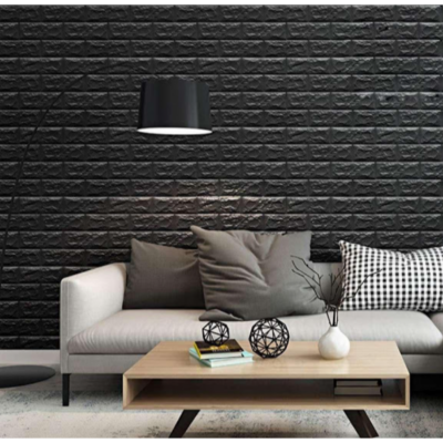 Set 10x Tapet 3D Autocolant Negru, AT PERFORMANCE, design caramida, rezistent la apa, 70cm x 77cm x 0.5 mm - Tapet - atMag.ro