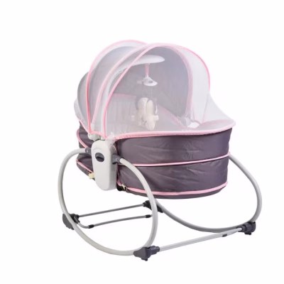 Balansoar 5 in 1 cu vibratii pentru copii si bebelusi, AT PERFORMANCE, transformabil in landou si scaun copii, cu melodii, Mov - Balansoare, leagane si hamace bebelusi - atMag.ro