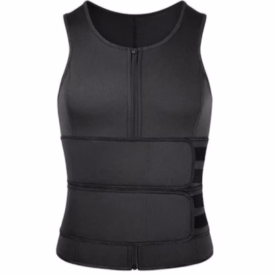 Vesta barbati, efect de sauna pentru slabit, cu fermoar, sustinere spate, negru, Marimea 3XL - Sport & Travel - atMag.ro