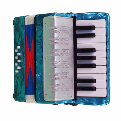 Mini Acordeon AT PERFORMANCE®, cu 17 clape si 8 butoane de bass, de jucarie, Albastru sidef. - Audio HI-FI si Profesionale - atMag.ro