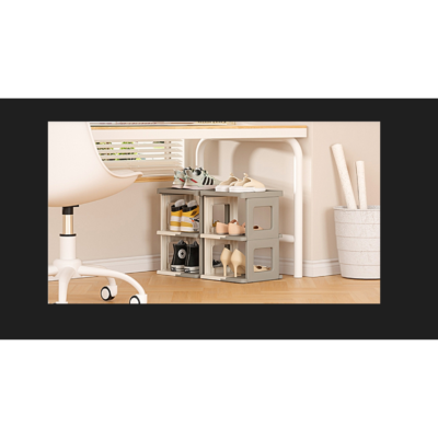 Raft universal, AT PERFORMANCE®, etajera cu 6 polite, pretabil incaltaminte, polipropilena, bej - Mobila Hol - atMag.ro