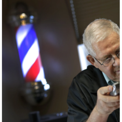 Reclama luminoasa frizerie, barber shop, Barber Pole, 90 x 20 x 22, Rosu/Alb/Albastru - Reclame luminoase - atMag.ro