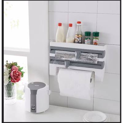 Suport rola/folie, AT PERFORMANCE®, 39x10x25cm, alb - Suporturi servetele - atMag.ro