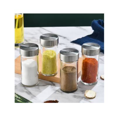 Set 12 Borcane de sticla pentru condimente, AT PERFORMANCE®, cu etichete, palnie, perie de curatare, marker - Rasnite si dozatoare condimente - atMag.ro