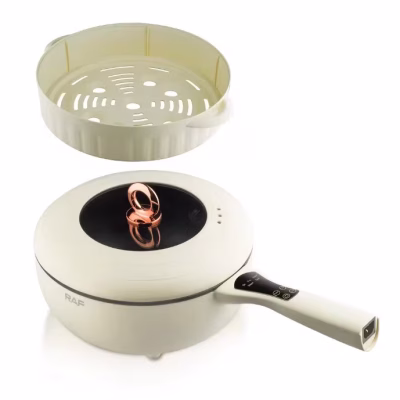 Tigaie Electrica Multifuntionala RAF R5401, 5L+7L, AT PERFORMANCE, Cu Abur, Control Digital, Alb - Bucatarie si Servire - atMag.ro