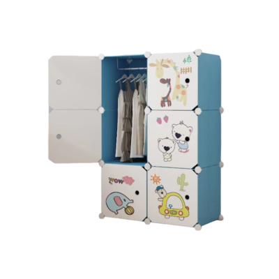 Dulap modular pentru copii, alb, AT PERFORMANCE®, 6 rafturi, durabil, 74X37X110 cm - Mobilier camera copii - atMag.ro