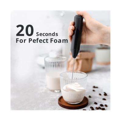 Mixer spuma lapte, At Performance, Electric cu baterie, bauturi calde/reci, maner izolat termic, otel inoxidabil, Pentru latte, ciocolata calda, cappuccino, frappe, usor de folosit cu suport metalic - Accesorii si piese aparate cafea - atMag.ro