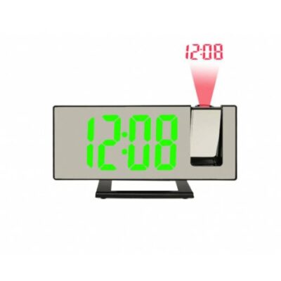 Ceas digital de birou AT PERFORMANCE, Afisaj LED Oglinda, Ora, Data, Temperatura, Alarma, Alimentare prin USB, Verde - Ceasuri decorative - atMag.ro