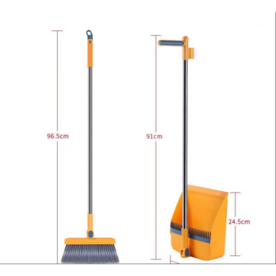 Set Matura si Faras cu Coada, AT PERFORMANCE®, cu Dinti de Pieptene pentru Curatare Matura, rotativ, pliabil, detasabil, Otel inoxidabil si Polipropilena, portocaliu - Maturi, mopuri si galeti - atMag.ro