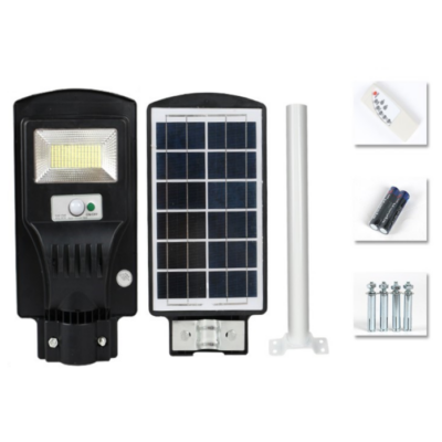 Lampa Solara LED stradala, AT PERFORMANCE, 50W, Corp Iluminat Exterior, Incarcare Solara, Panou Solar Incorporat, Senzor de Lumina si Telecomanda, Suport inclus - Lampi solare - atMag.ro