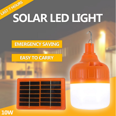 Bec LED, Incarcare Solar, Putere 10W, Exterior, 3 intensitati a luminii, Mod SOS, Luminare intermitenta, Panou Solar 6V, Buton ON/OFF, Incarcare 6 - 10 h, Culoare Portocaliu - Lampi solare - atMag.ro