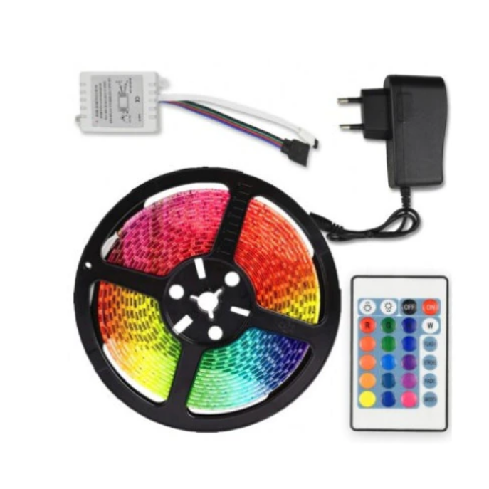 Kit banda led RGB cu telecomanda, 5m, 270 de leduri - Benzi led - atMag.ro Kit banda led RGB cu telecomanda, 5m, 270 de leduri - Benzi led - atMag.ro