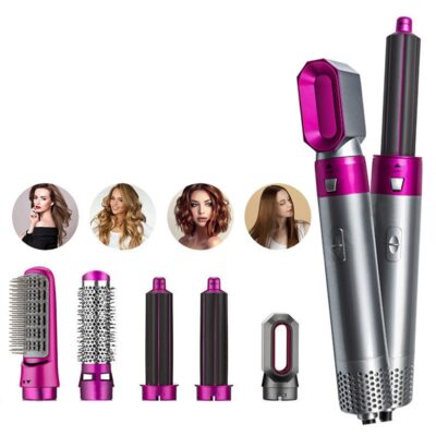 Perie de Par 5 in 1, At Performance - Multifunctionala, 5 Accesorii pentru , Usuca, Indreapta si Onduleaza Parul, 3 Trepte de Temperatura, Gri/Fuchsia - Aparate & Accesorii ingrijire personala - atMag.ro