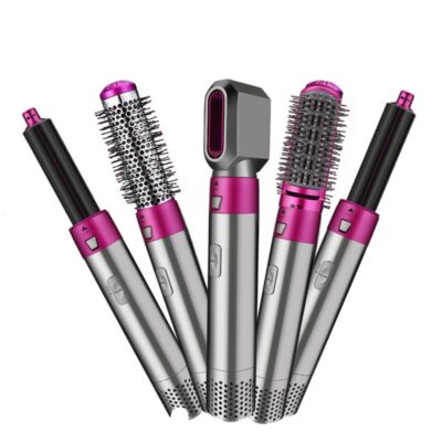 Perie de Par 5 in 1, At Performance - Multifunctionala, 5 Accesorii pentru , Usuca, Indreapta si Onduleaza Parul, 3 Trepte de Temperatura, Gri/Fuchsia - Aparate & Accesorii ingrijire personala - atMag.ro