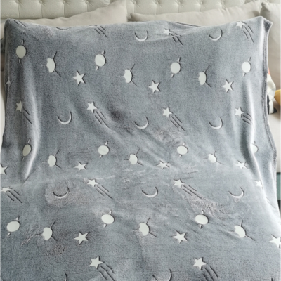 Patura cu doua fete, Blana artificiala, Fosforescenta, 120x150 cm, Gri - Cearceafuri de pat - atMag.ro