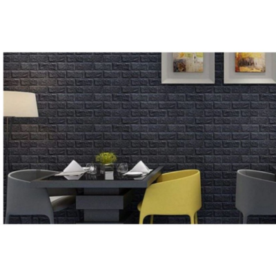 Set 10x Tapet 3D Autocolant Negru, AT PERFORMANCE, design caramida, rezistent la apa, 70cm x 77cm x 0.5 mm - Tapet - atMag.ro