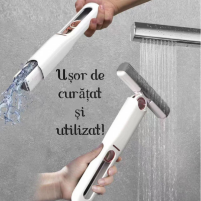 Mini Mop Portabil, At Performance, cu stoarcere automata, Burete de inalta calitate, Spalare umeda sau uscata, Potrivit pentru Geamuri, Blaturi, Bucatari, Bai, 2 bureti inclusi, Alb - Maturi, mopuri si galeti - atMag.ro