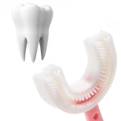 Periuta de dinti, circulare U-shape, pentru copiii de 2-12 ani, maner lung, roz - Igiena si ingrijire - atMag.ro