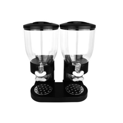 Dozator cu doua recipiente pentru cereale, nuci, orez, AT PERFORMANCE®, 2 l, 33 x 20 x 40 cm, negru - Rasnite si dozatoare condimente - atMag.ro