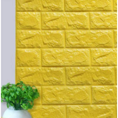 Set 10x Tapet 3D Autocolant/ Autoadeziv, At Performance, design caramida, rezistent la apa, 70cm x 77cm x 0.5 cm, galben - Tapet - atMag.ro